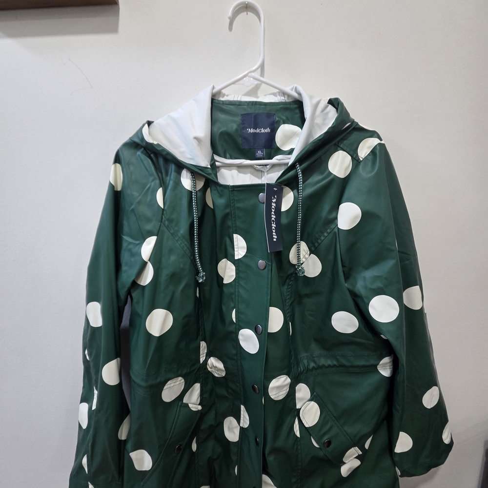 Modcloth Green and White Polka Dot Jacket - Picture 7 of 8
